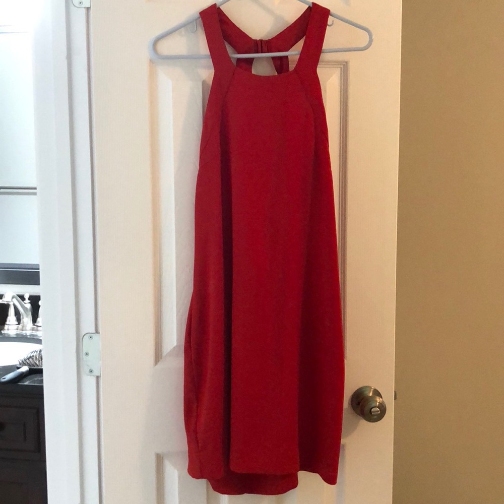 Low back red dress
